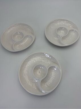 Vintage California Pottery White Artichoke Dishes - Set of 3 - 8” Diameter